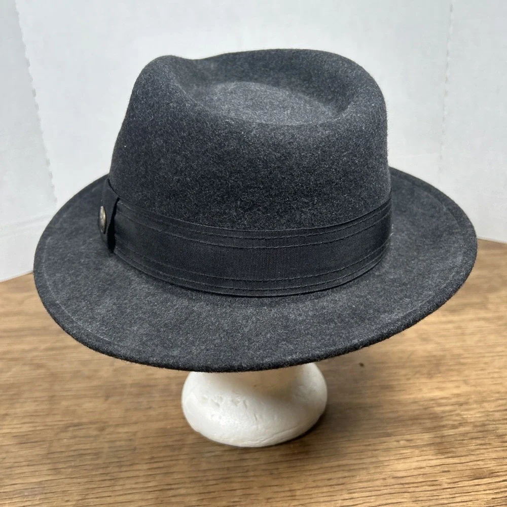 Goorin Brothers The Doctor 100% Wool Fedora Hat Mens Size XL Black Gray